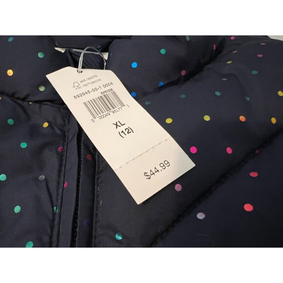 Gap Kids Youth Girl Navy Metallic Polka-Dot Lightweight Puffer Vest   XL 12  NWT - Picture 6 of 11